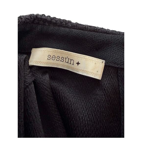 Sessun Vicky Dress Medium Black Collared Embroidered Preppy Goth Retro Mini - Picture 7 of 7